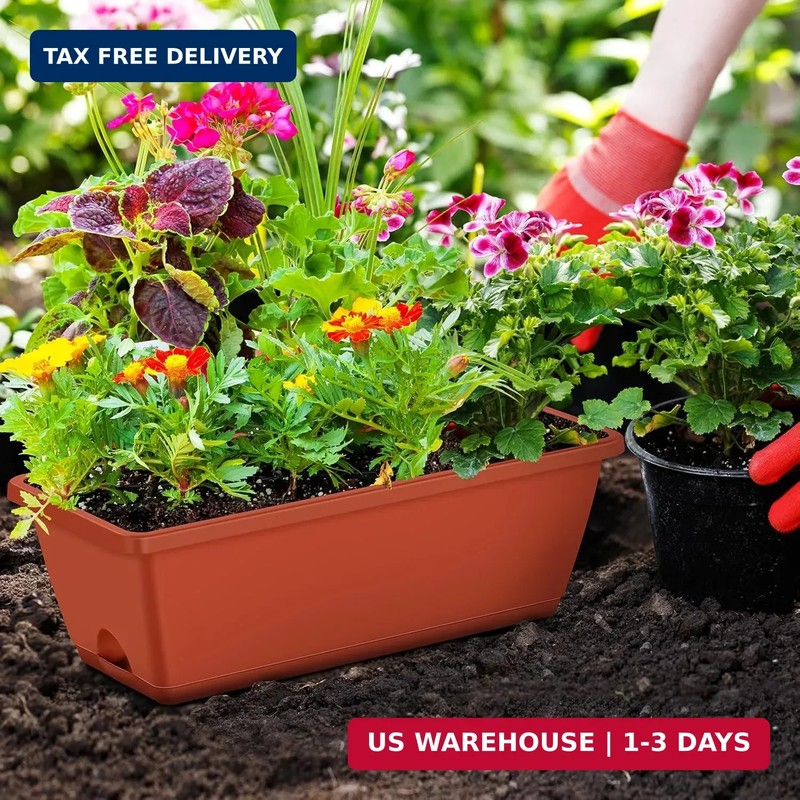 CADUKE Railing Planter Boxes Deck 2 Pack Railing Flower Box with Adjustable Brac gallery
