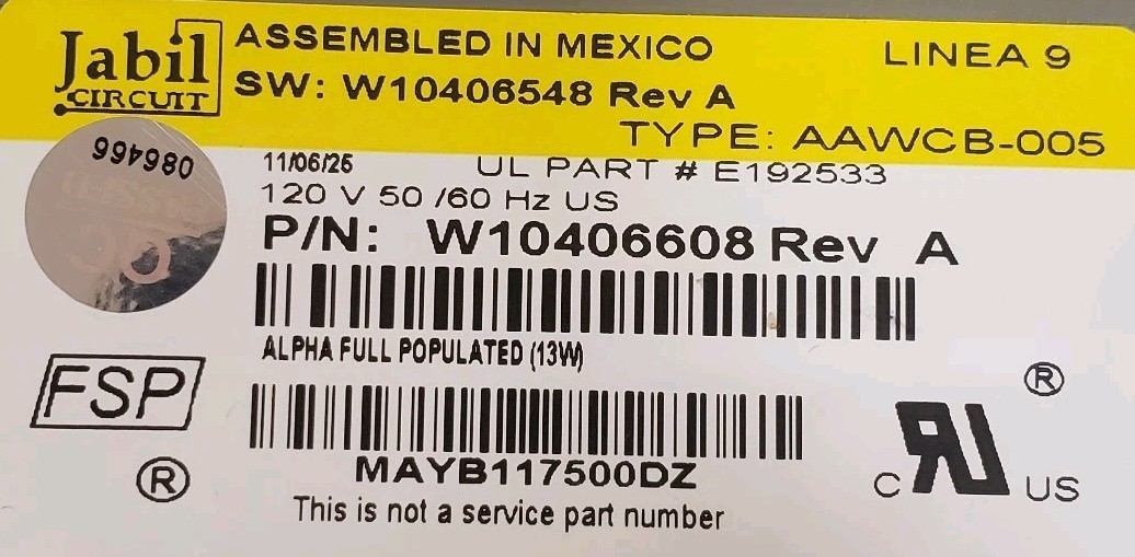 OEM Whirlpool Washer Control Board W10406608 1-Year Warranty Free Same Day Ship gallery
