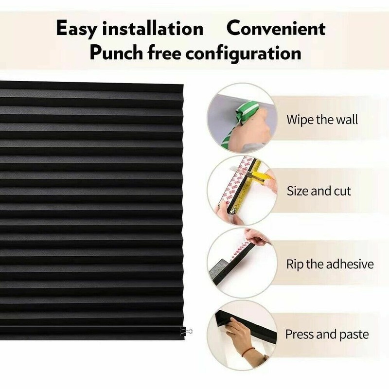 Pleated Window Paper Shades Light Filtering Blinds UV Half Blackout Curtain gallery