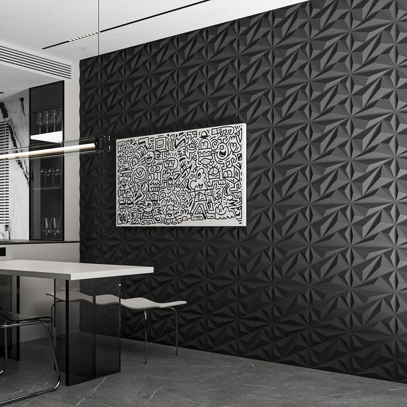 33 Pack 3D Wall Panel Diamond for Interior Wall Décor, PVC Flower Textured Wall gallery