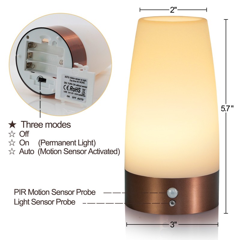 Betus Motion Sensor Night Light - Retro Bedside Table Desk Lamp 2 Sensored Modes gallery
