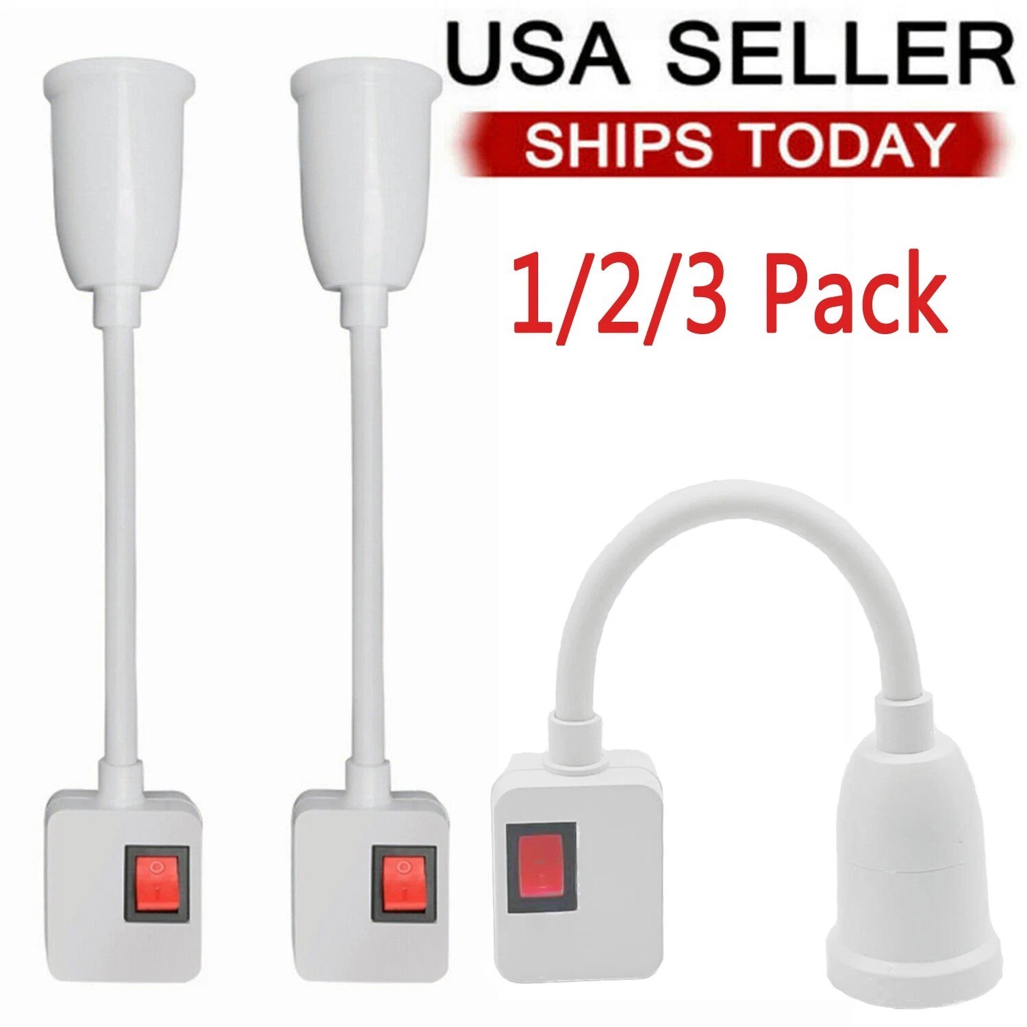 1/2/3 Pack E26 E27 LED Light Bulb Lamp Holder Flexible Extension Adapter Socket gallery