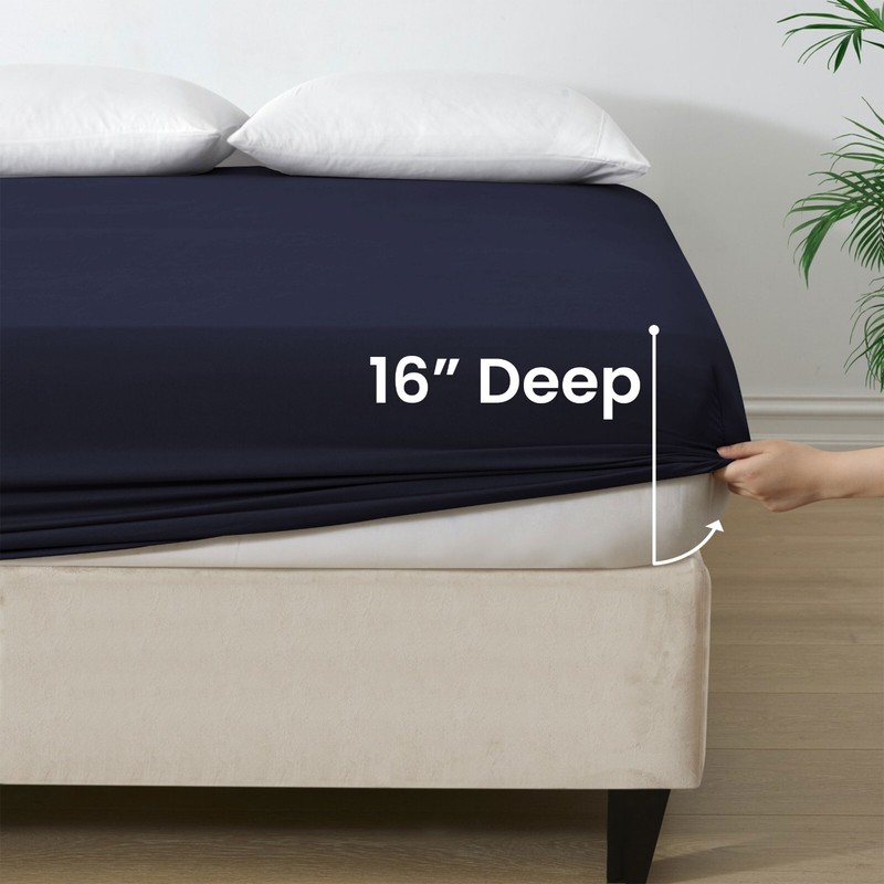 Full Fitted Sheet 16” Extra Deep Pocket Elastic Bed Sheets Twin Full King Queen gallery