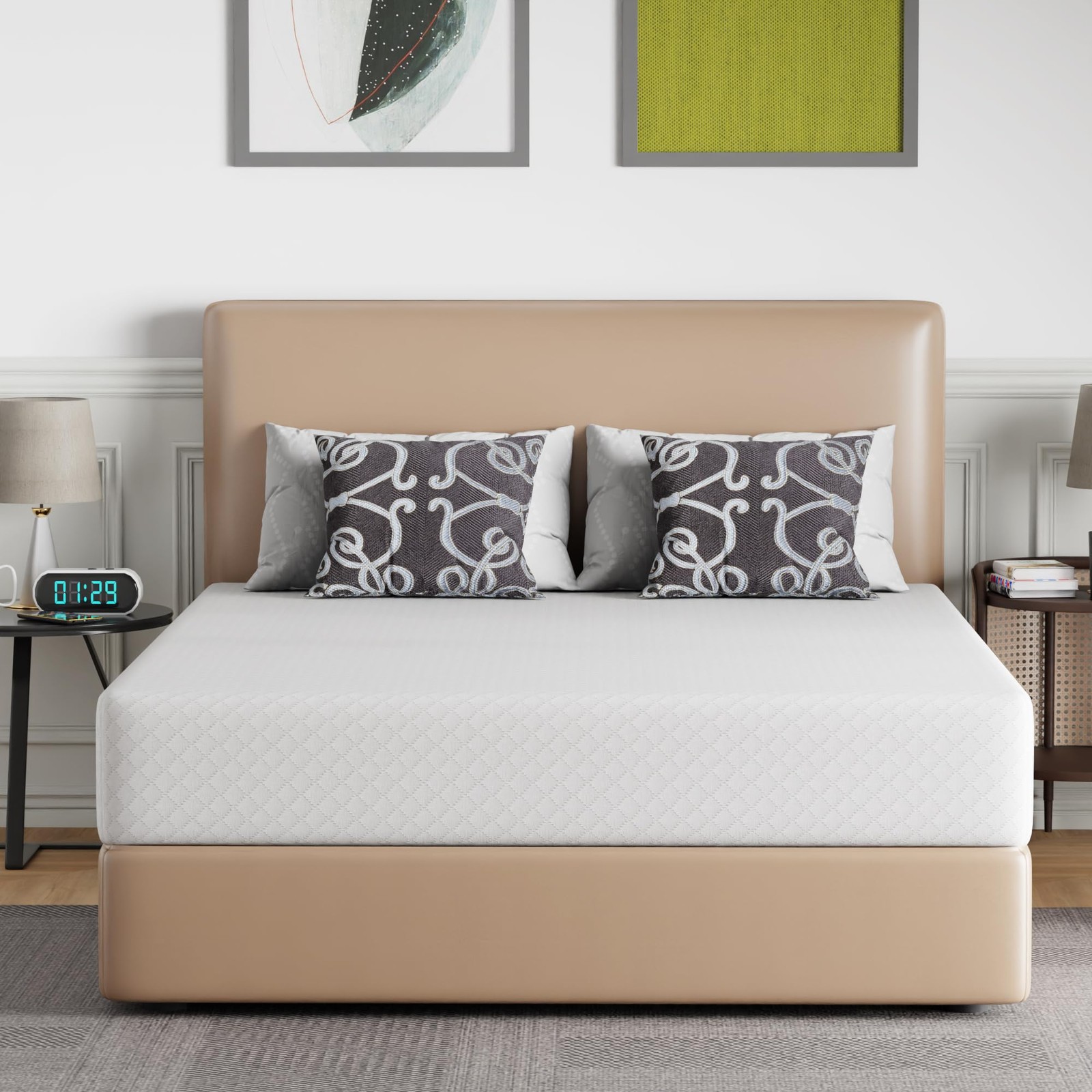 FDW | 10 Inch Queen Mattress | Medium Firm | Gel Memory Foam Mattress | White... gallery