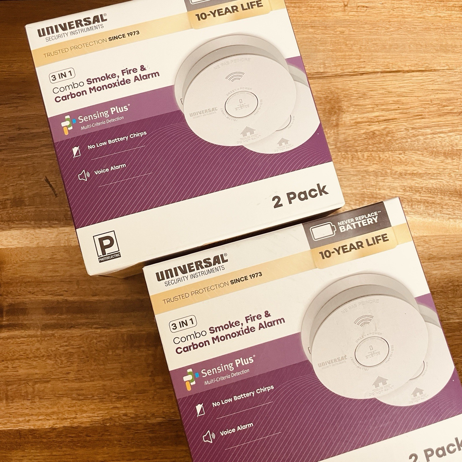 2PC Universal Security 10-Year Battery Comb. Smoke Fire Carbon Monoxide Detector gallery