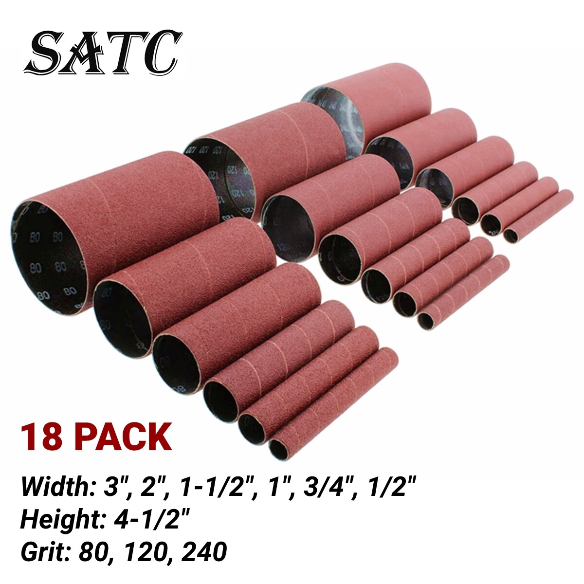 36PCS 4.5 In Spindle Sanding Drum Sleeves for Oscillating Sander 80 120 240 Grit gallery