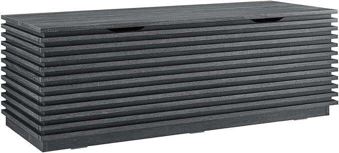 Modway Render 47" Wood Grain Storage Bench in Charcoal gallery