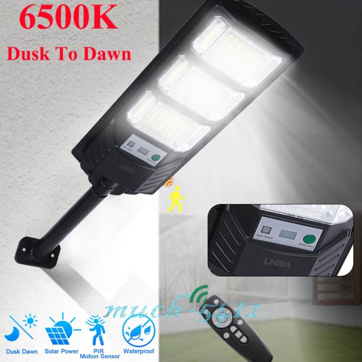 Commercial 1000000LM LED Outdoor Dusk to Dawn Solar Street Lights Road Area Lamp gallery