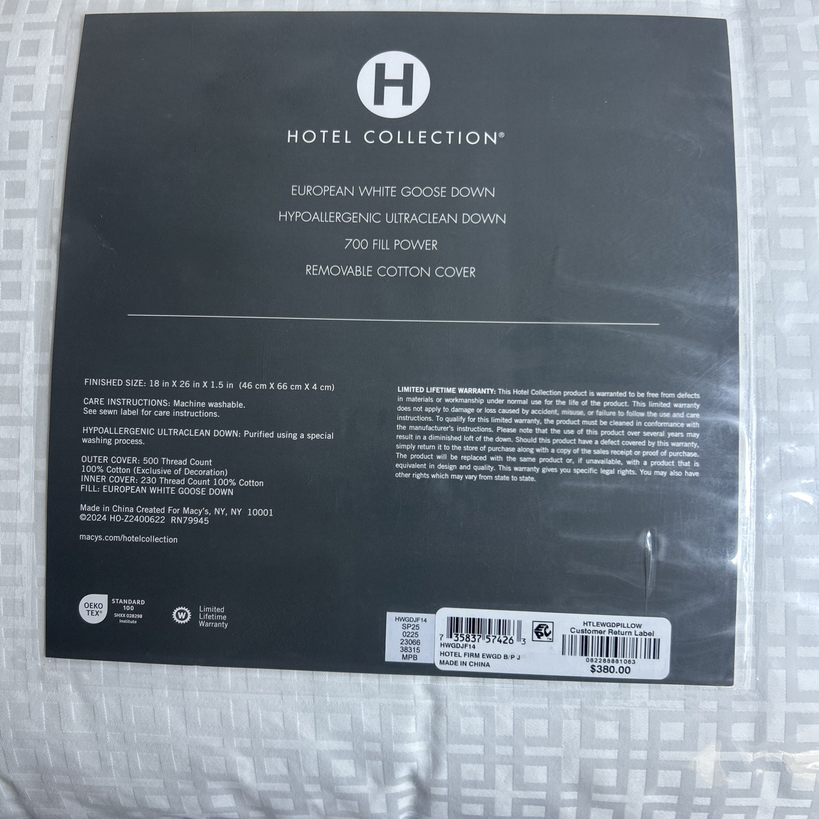 Hotel Collection Goose Down Standard Pillows Firm Support 2 Pillows New gallery