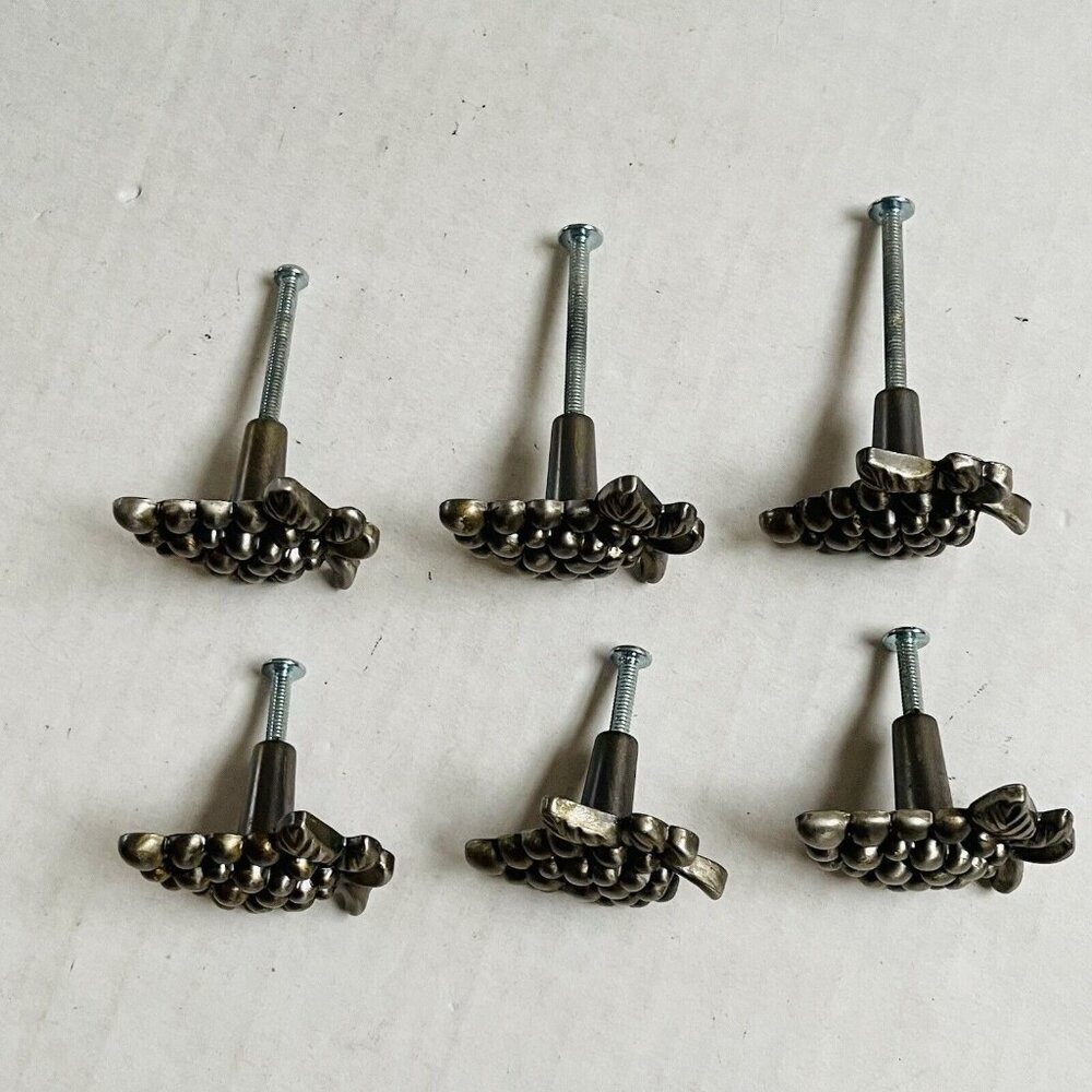 Atlas Homewares Pewter Grape Cluster Cabinet Pulls Knobs Drawer Cabinet Set of 6 gallery