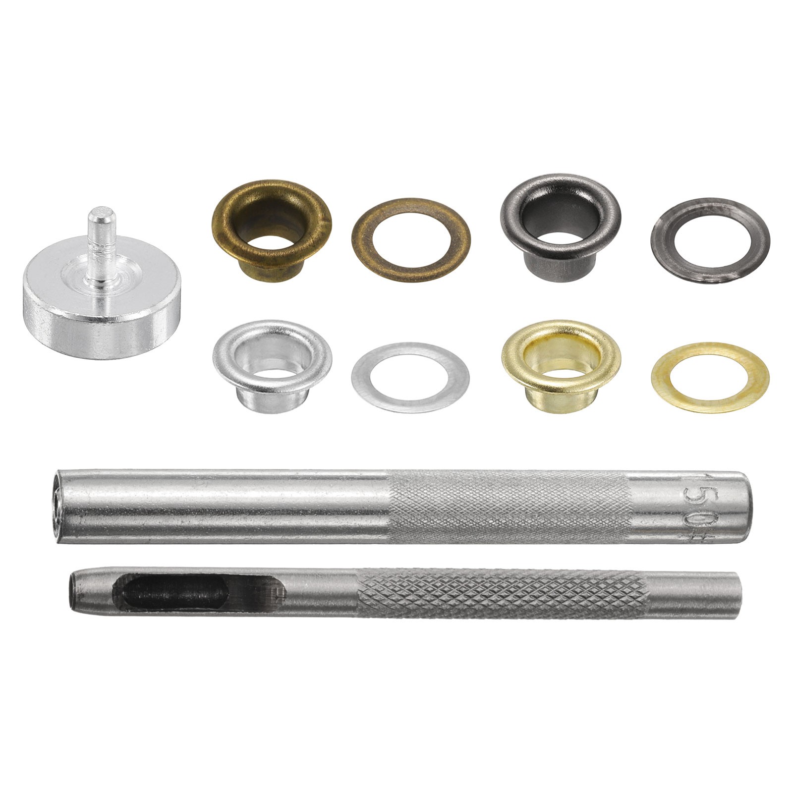 Grommet Eyelet Kit 800pcs 4mm Inner Dia with Tool, Gold,Silver,Gunmetal,Bronze gallery
