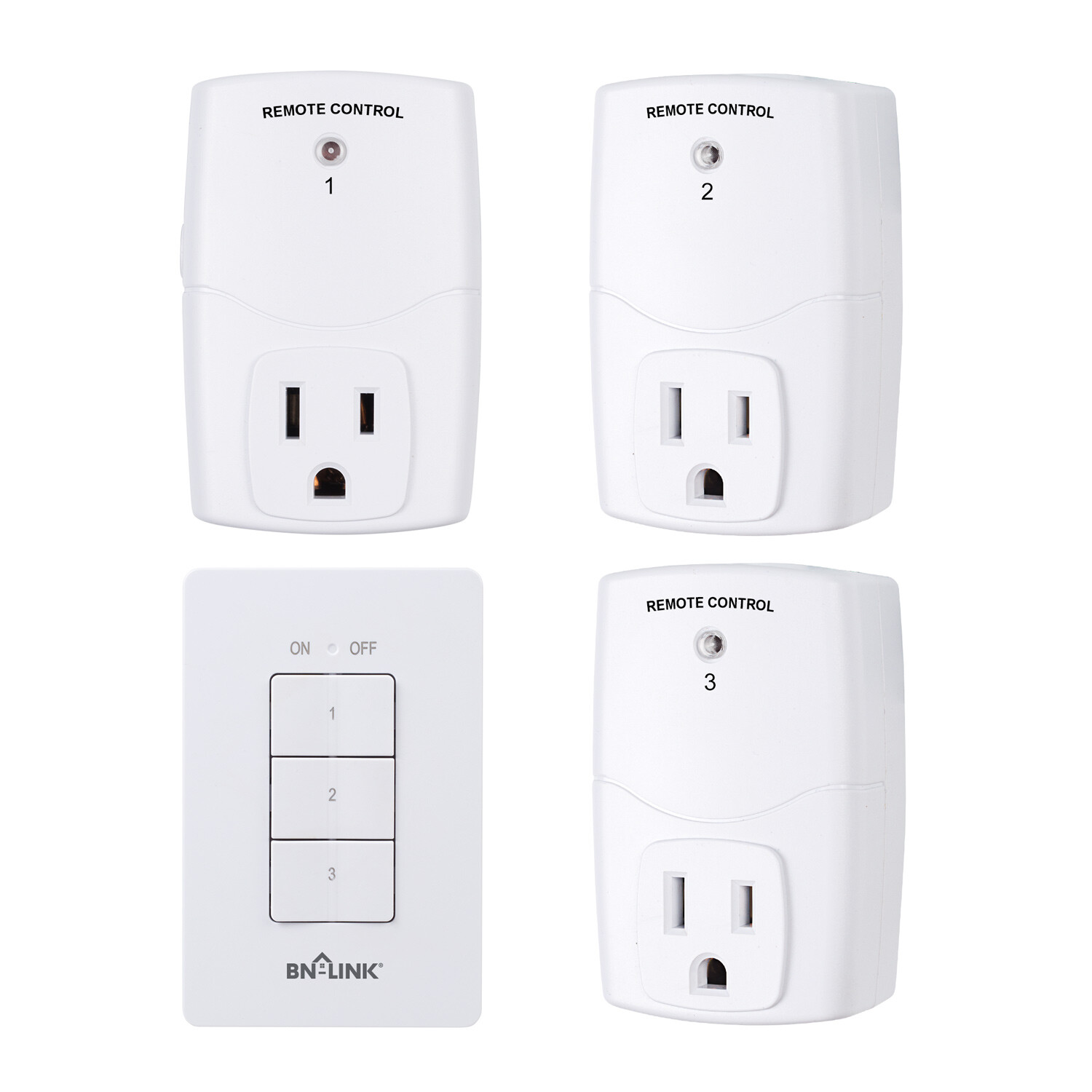 BN-LINK Wireless Wall-Mounting Remote Control Outlet Switch Power Plug In White gallery