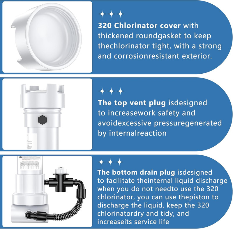 2025 Upgraded 320 Pool Automatic Inline Chlorine/Bromine Feeder Compatible with gallery