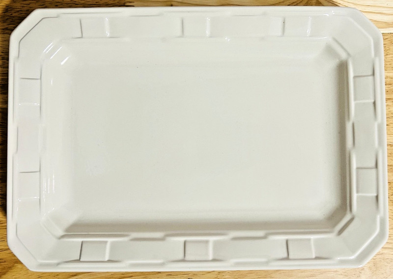 Longaberger Rectangular Pottery Serving Tray Heirloom Ivory 30370 w / Box & Card gallery
