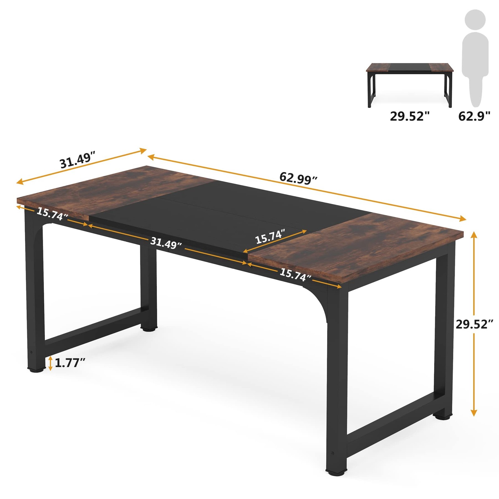 63 Inch Modern Computer Desk Large Office Desk Computer Table Study Writing Desk gallery