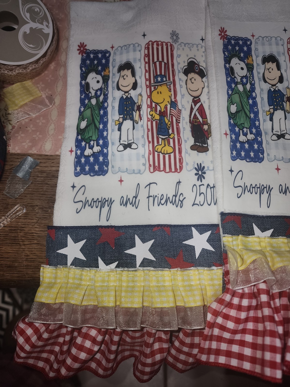 Patriotic Peanuts Kitchen Towels • Snoopy & Friends 250th • Americana Decor gallery