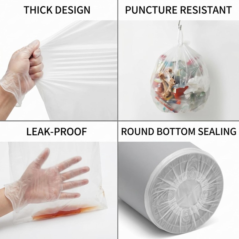 300 Counts 8 Gallon Clear Small Garbage Bags Trash Bags, Wastebasket Bin Liners gallery