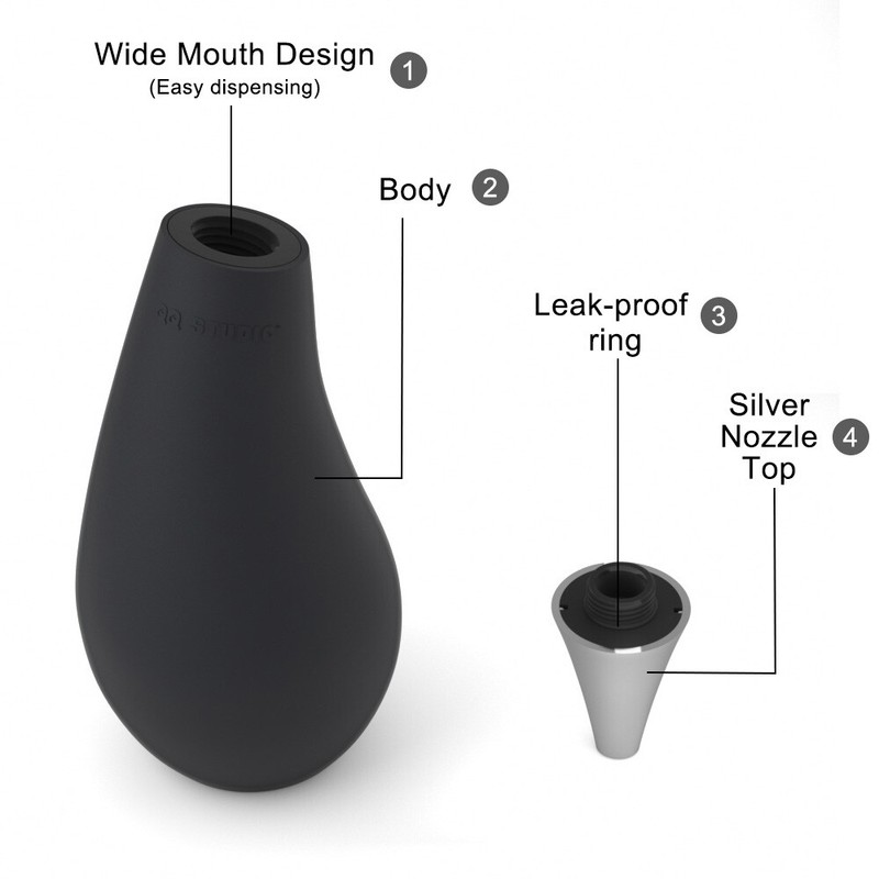 QQ-Studio Black Soft Silicone Squeezable Liquid Hand Soap Wash Dispenser 1pc gallery