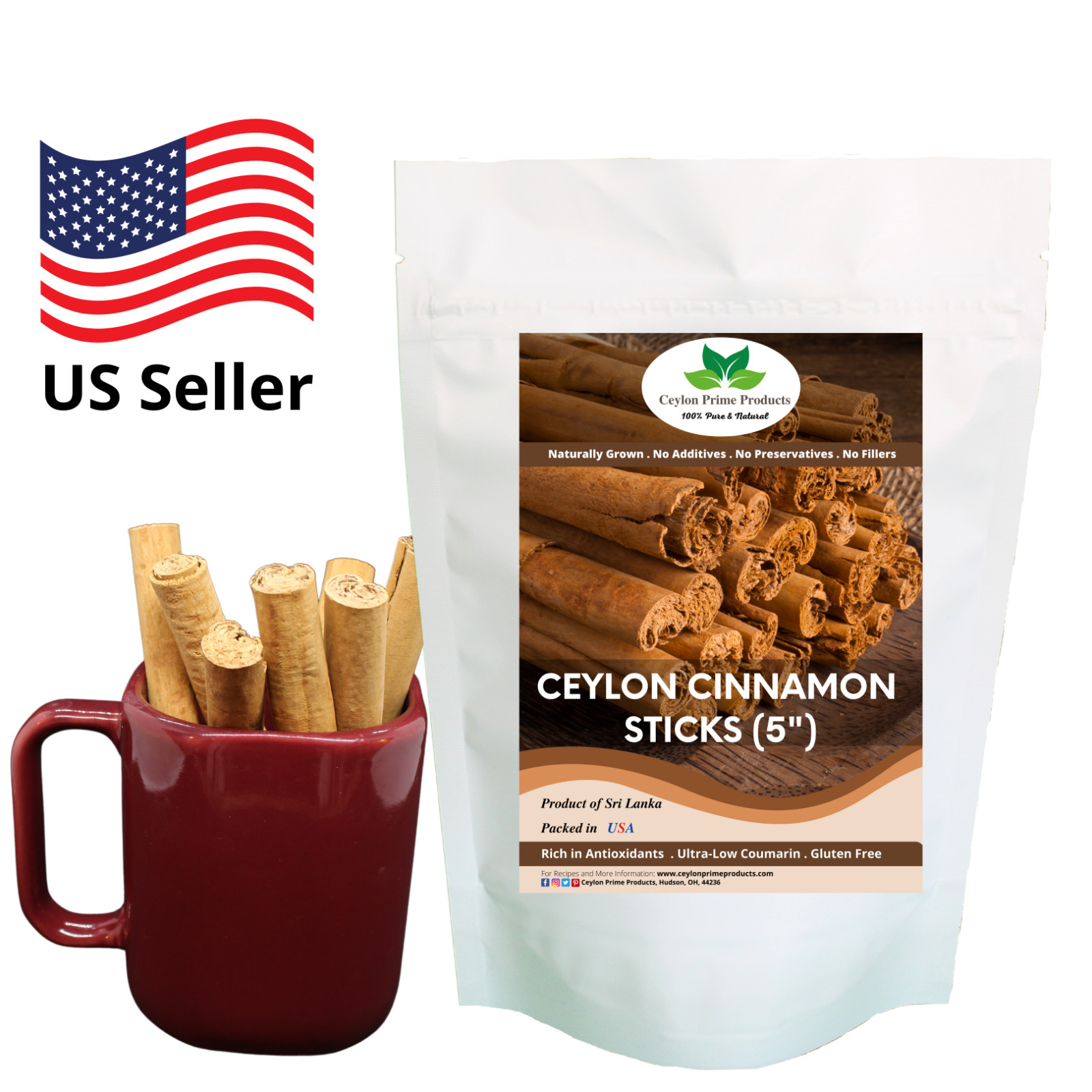 Ceylon Cinnamon Sticks 5", Premium Grade True Cinnamon from Sri Lanka gallery