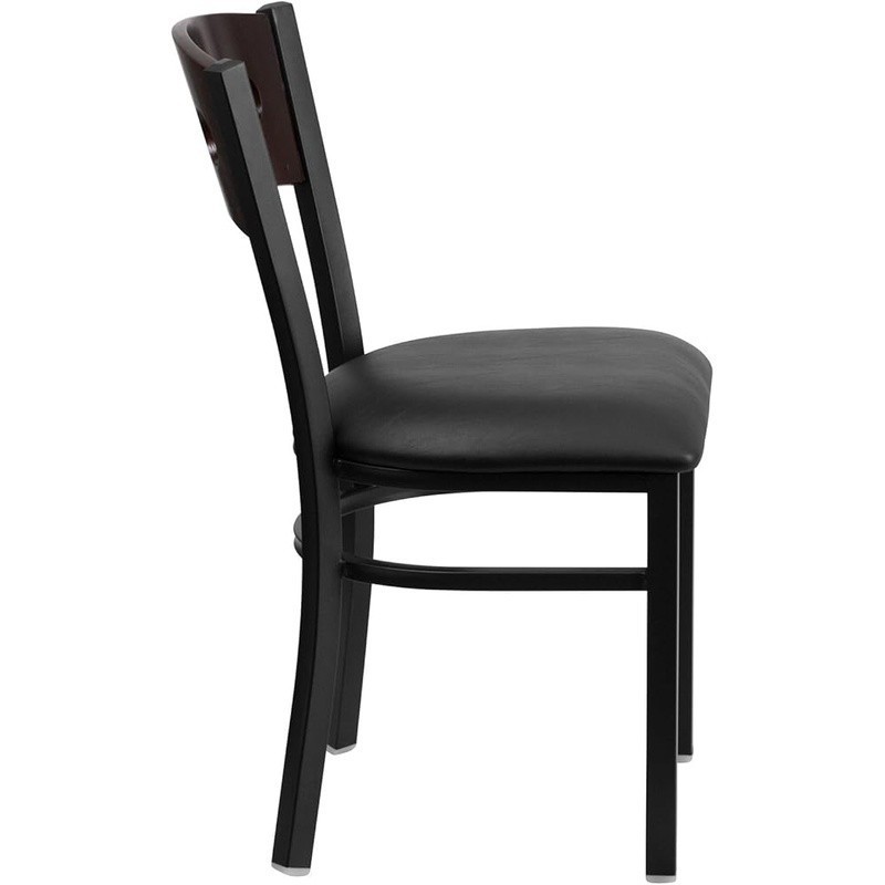 Metal Dining Chair Solid Back Burgundy Vinyl Seat Black Metal Frame 1 Pack New gallery