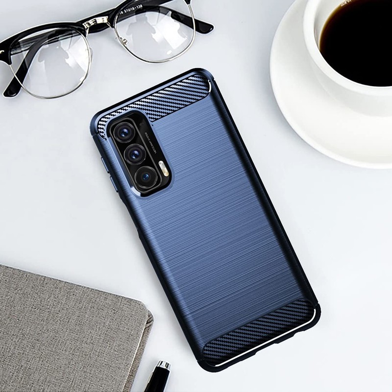 Moto Edge 2021 Case, 5G UW, Flexible TPU, 2pcs Screen Protector, Navy Blue gallery