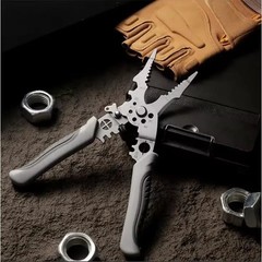 1PC Multifunction Wire Stripper Cutter Crimper Stainless Steel Pliers 7″ Gray