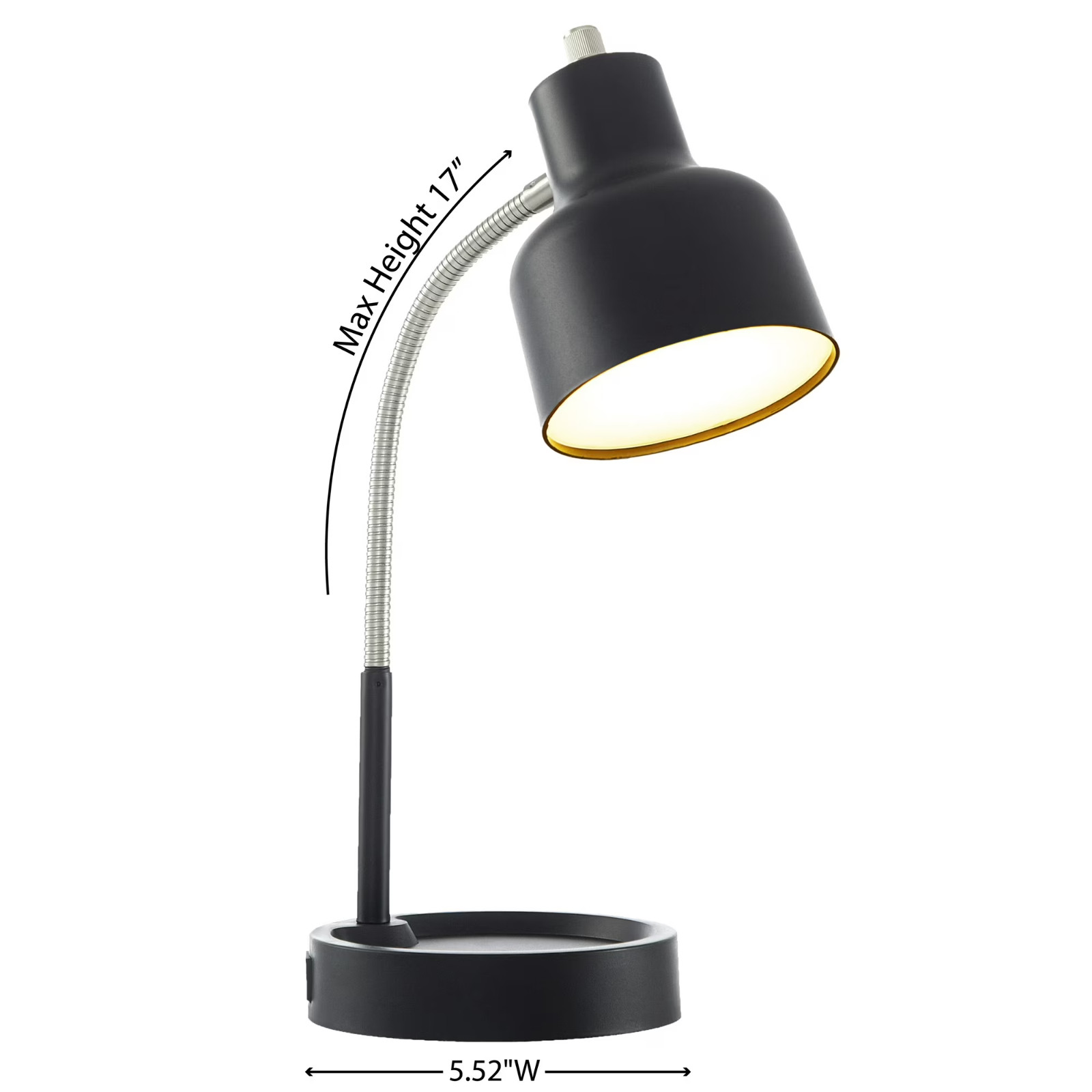 Mainstays LED Desk Lamp with Catch-All Base & AC Outlet, Matte Black gallery