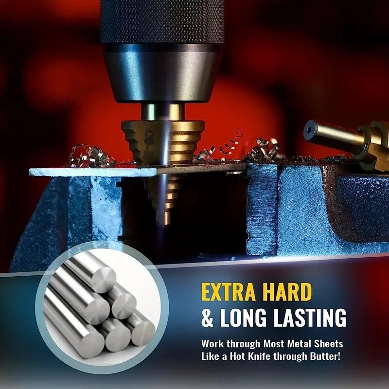 NEIKO 10185A Titanium Step Drill Bit, High-Speed Alloy-Steel Bit, Hole Expander gallery