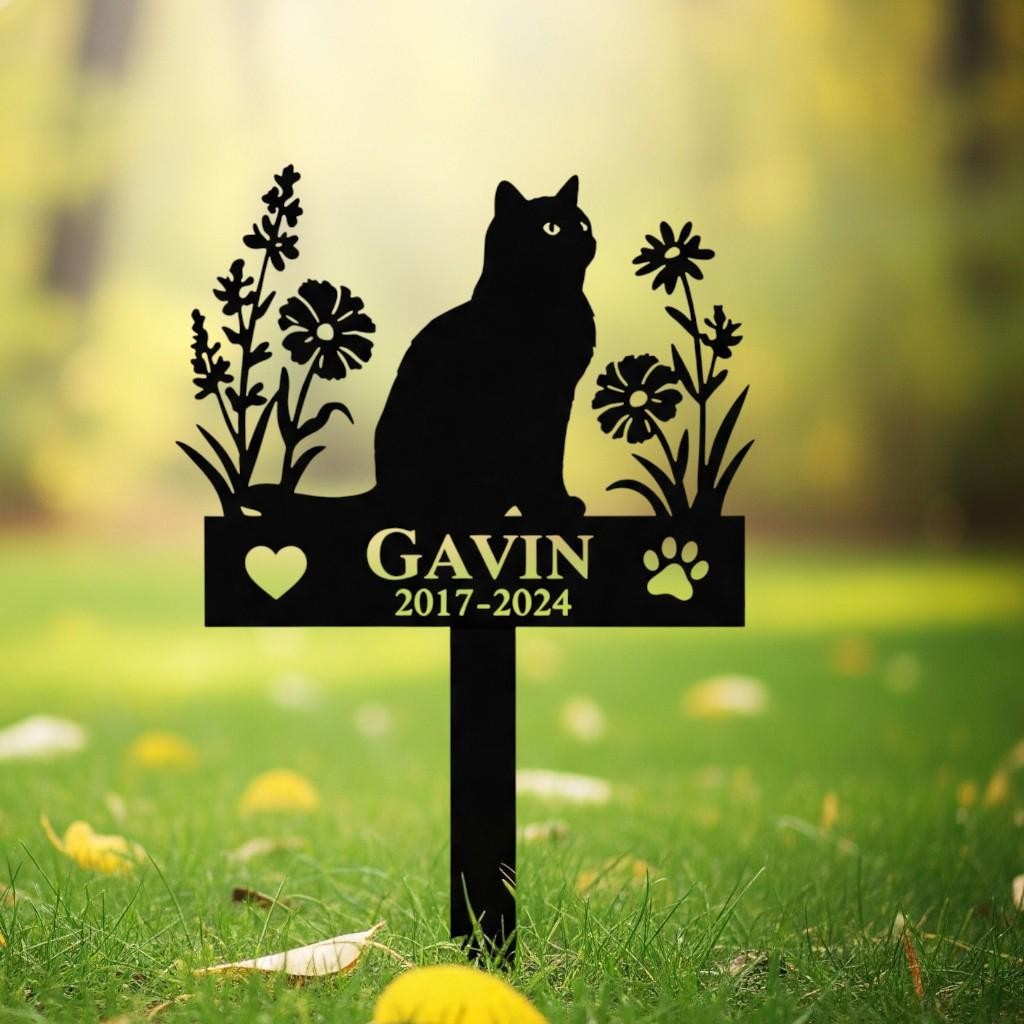 Custom Cat Memorial Garden Sign, Metal Cat Grave Marker Gift gallery