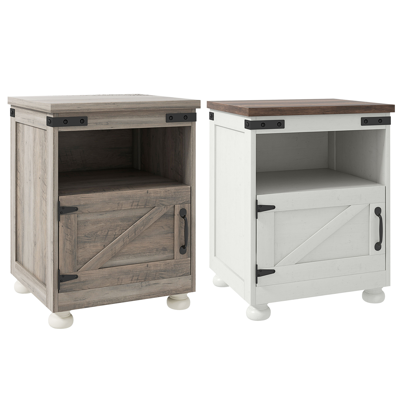 Farmhouse Side Table, End Table with Open Shelf and Cupboard gallery