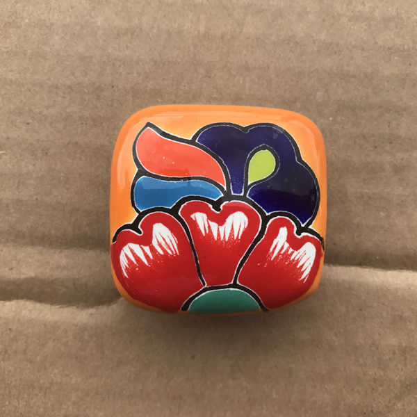 C30 TALAVERA CABINET DRAWER PULL CERAMIC KNOB FLOWER DESIGN Amigos Pottery MX gallery