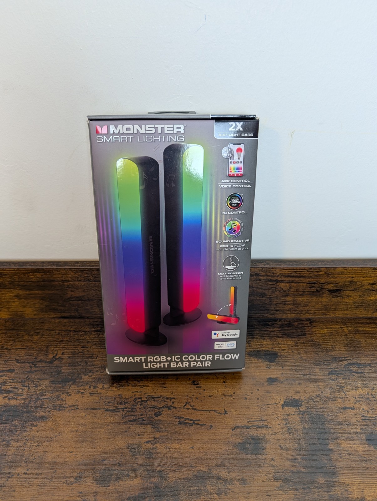 Monster Smart LED Light Bars 2 Pack RGB+IC Sound Reactive Smart Bar Color Flow gallery