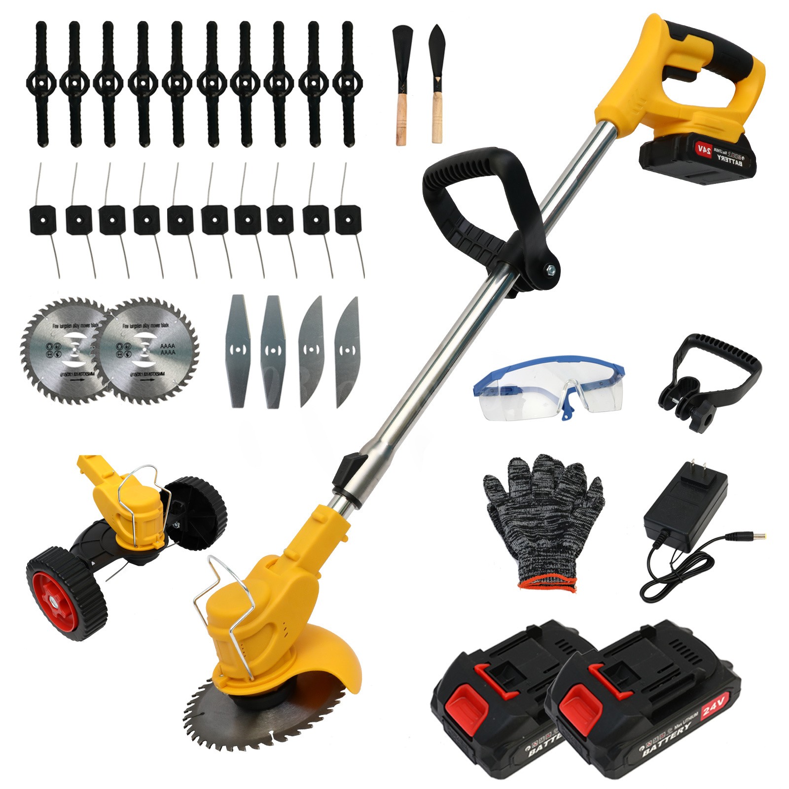 24V Cordless String Trimmer Weed Eater Electric Lawn Edger Grass Brush Cutter US gallery