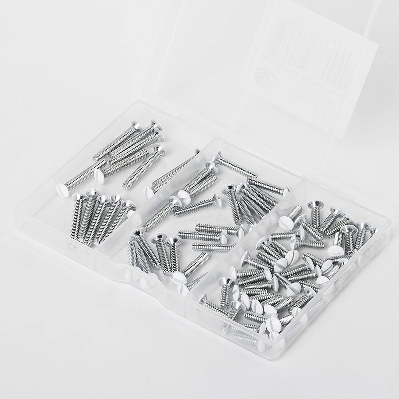 Bates Wall Plate Screws 75 Pack Assorted Size Outlet WHITE Cover Long Electrical gallery