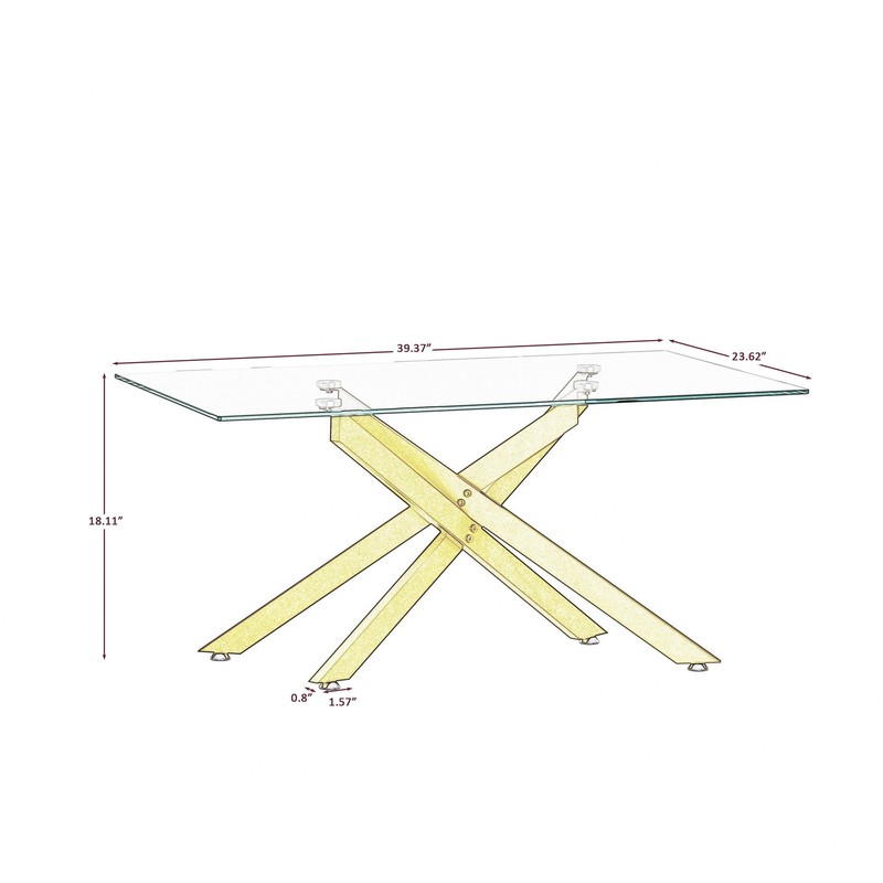 39.4" Rectangular Clear Tempered Glass Coffee Table Living Cocktail Centre Table gallery