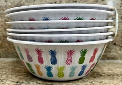 Cynthia Rowley Bright Pineapple Melamine Cereal Bowls Set Of 6 Paper Plate Style
