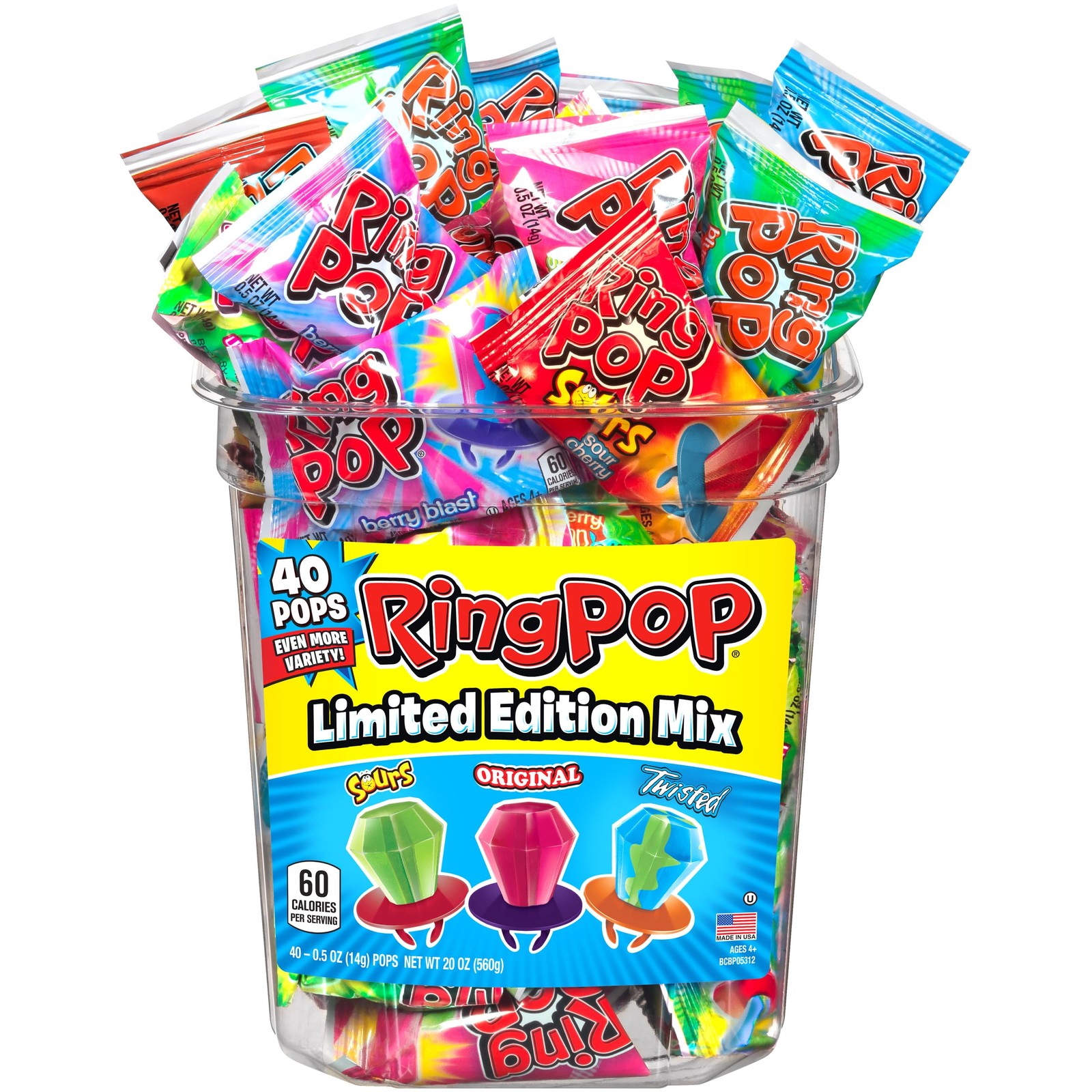 Ring Pop Hard Candy Pops, Variety Pack, 560 grams, 40 Count gallery