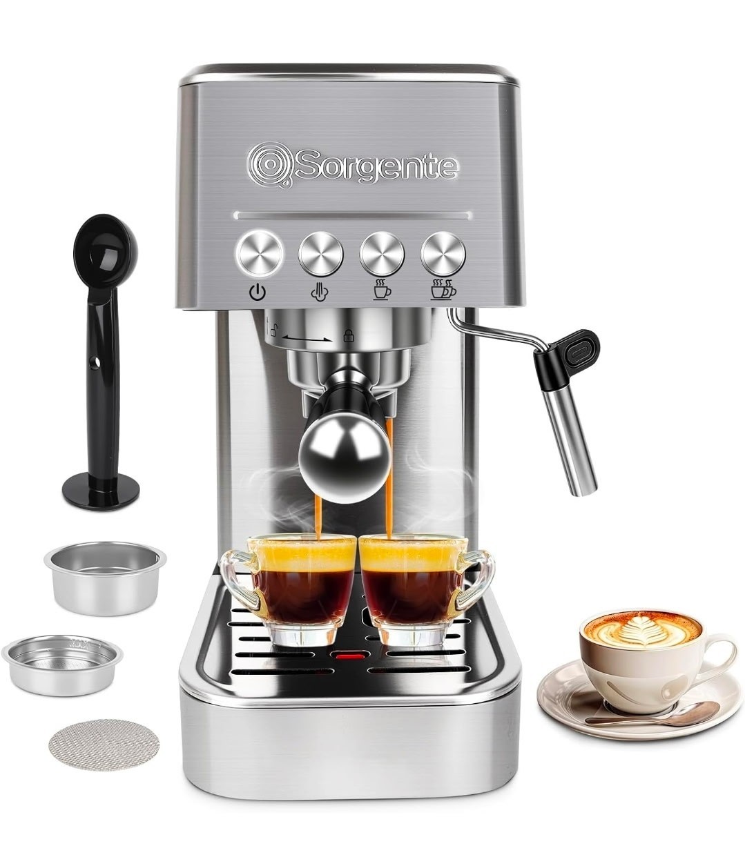 Sorgente Espresso Machine 20 Bar, Stainless Steel Coffee Maker with Milk... gallery