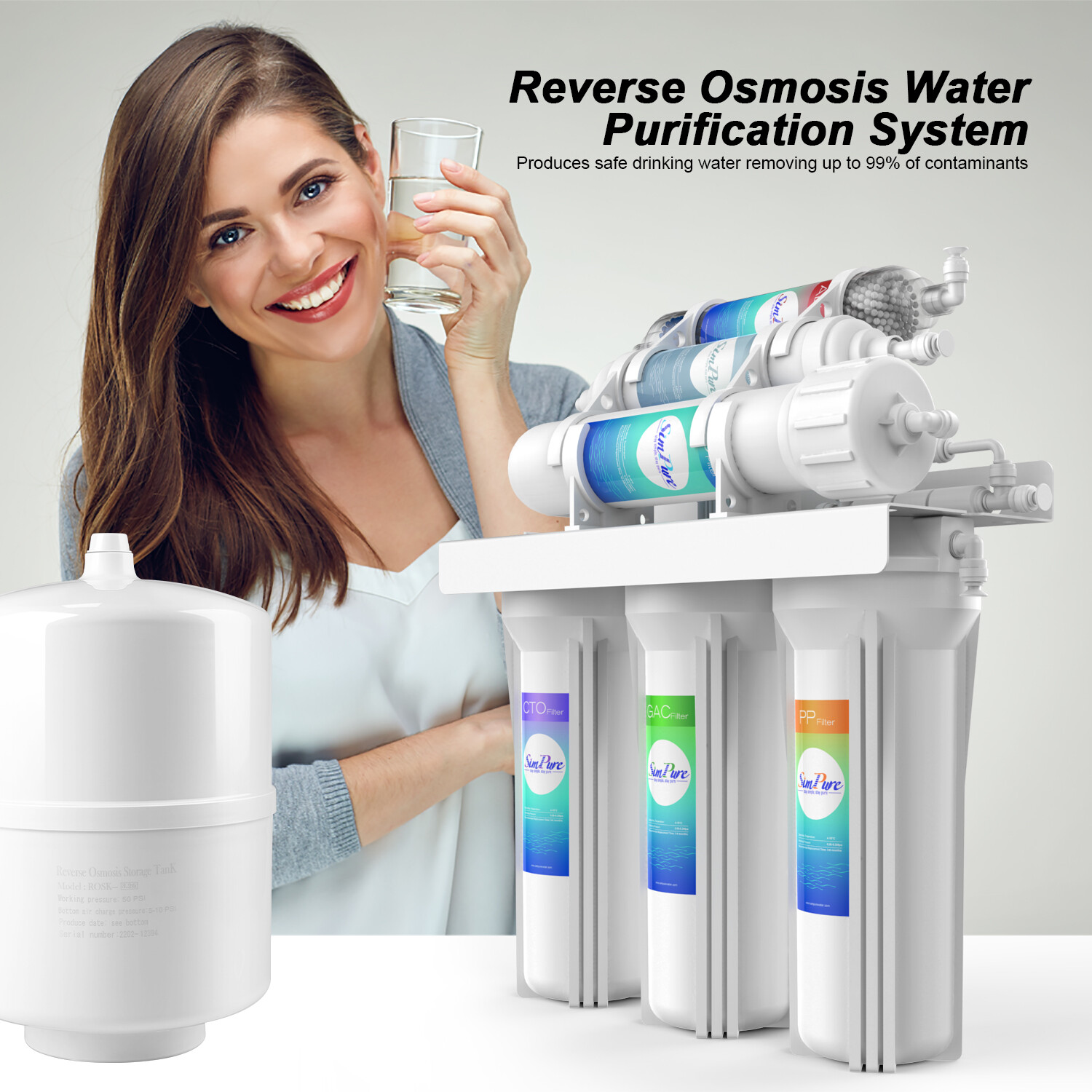 6 Stage 75 GPD Reverse Osmosis System Alkaline Drinking Water Filter Purifier gallery