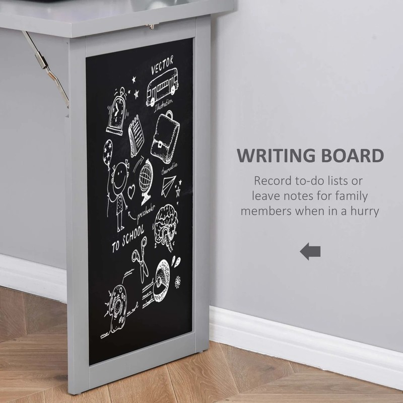 Wall Mounted Table Foldable Desk With Blackboard And Side Shelf, Multi-Function gallery