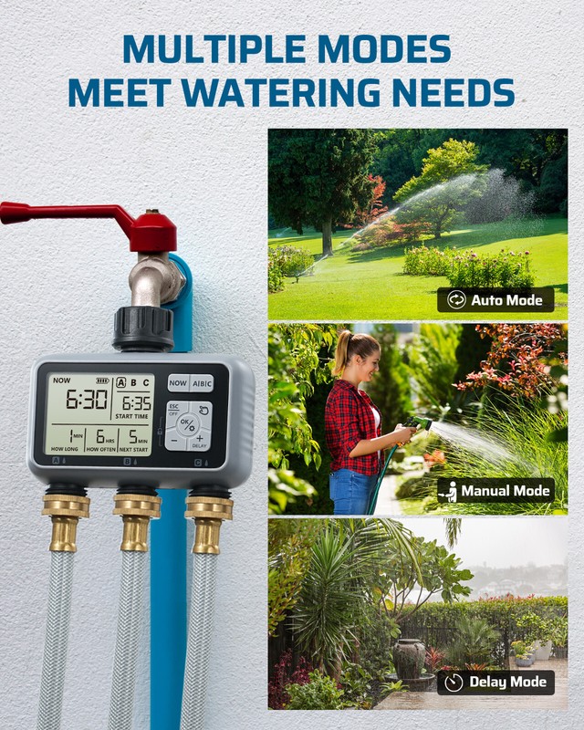 DEWENWILS Digital Sprinkler Timer, Outdoor Water Timer for Garden Hose,3 Zone gallery