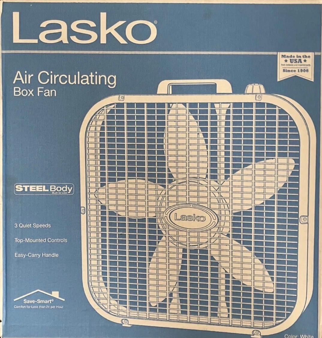 Lasko 20 ¨Classic Box Fan with Weather-Resistant Motor, Portable Cooling Floor gallery