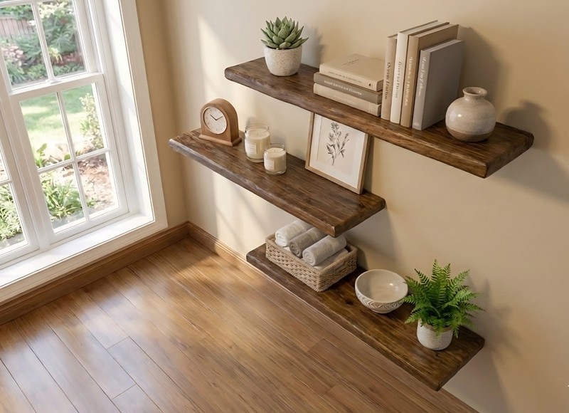 24" HANDMADE Solid Pine| Floating Shelf |Early AMER. Stain| TUNG Oil Finish| gallery