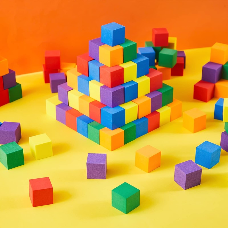 200 PCS 1 Inch Foam Blocks Soft Counting Cubes Math Learning Assorted Colors gallery