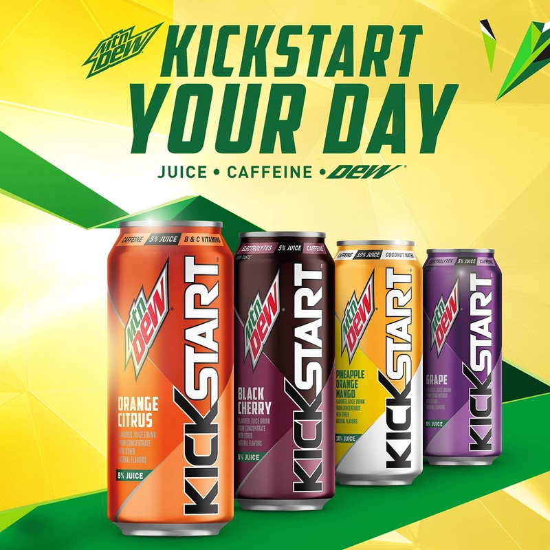 Mountain Dew Kickstart Pineapple Orange Mango 90mg Caffeine Pack of 12 gallery