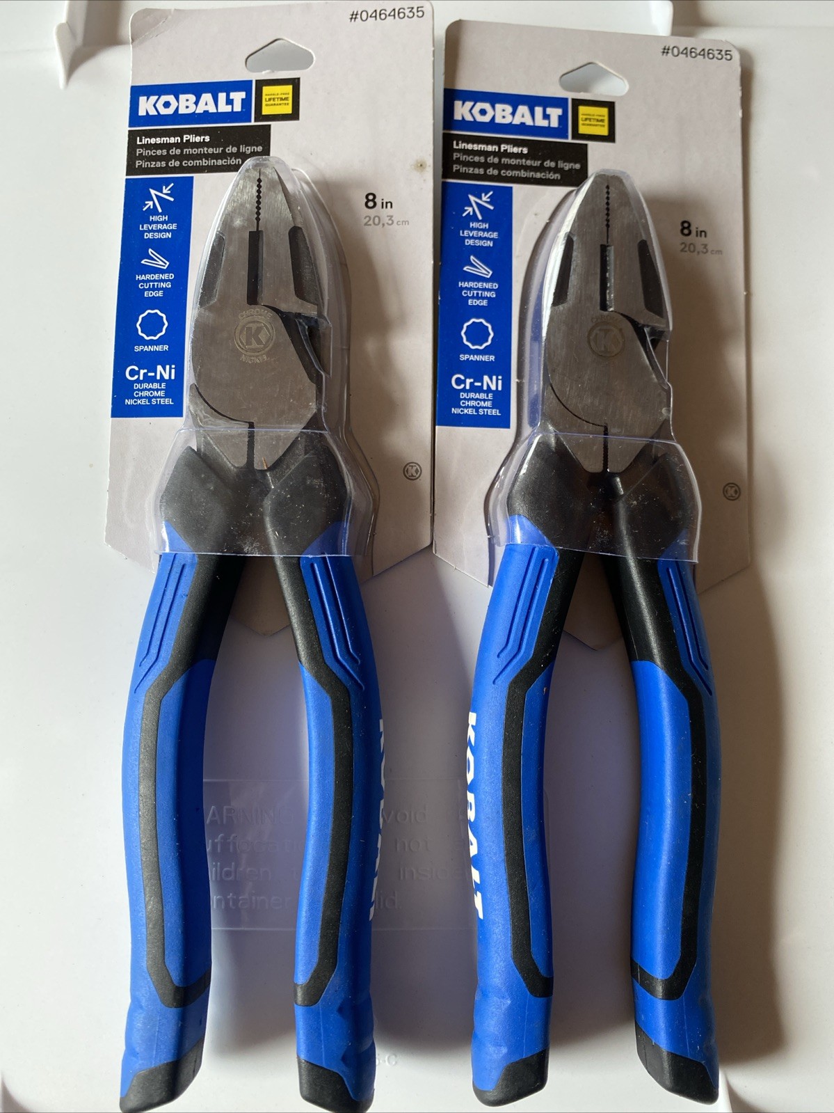 2PK Kobalt 0464635 High Leverage Design Durable Chrome Steel 8" Linesman Pliers gallery