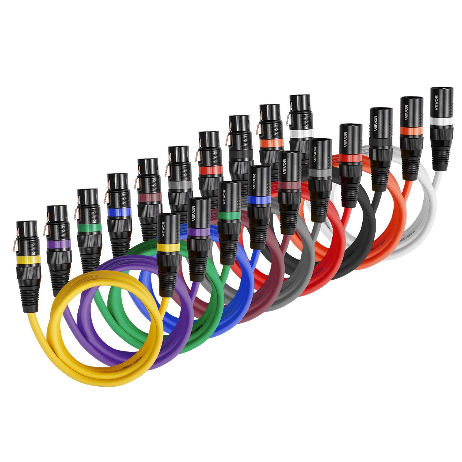 XLR Cable 6.5 ft, 10 Pack, Shielded Balanced DMX Male to Female Microphone Cable gallery