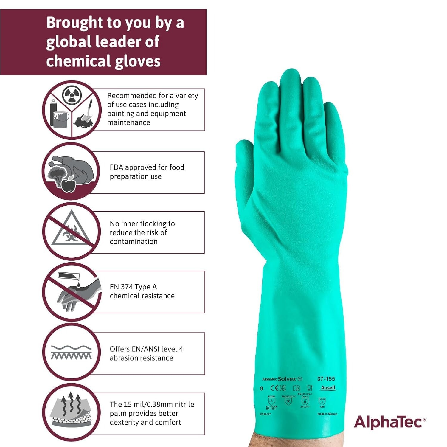 Nitrile Work Gloves, Size Large - Chemical Resistant FDA Approved gallery