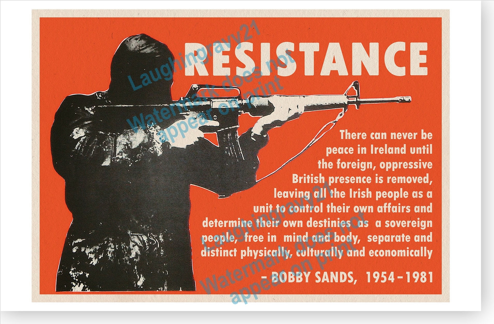 Irish Republican Bobby Sands Sovereignty Quote 1981 Resistance Poster gallery