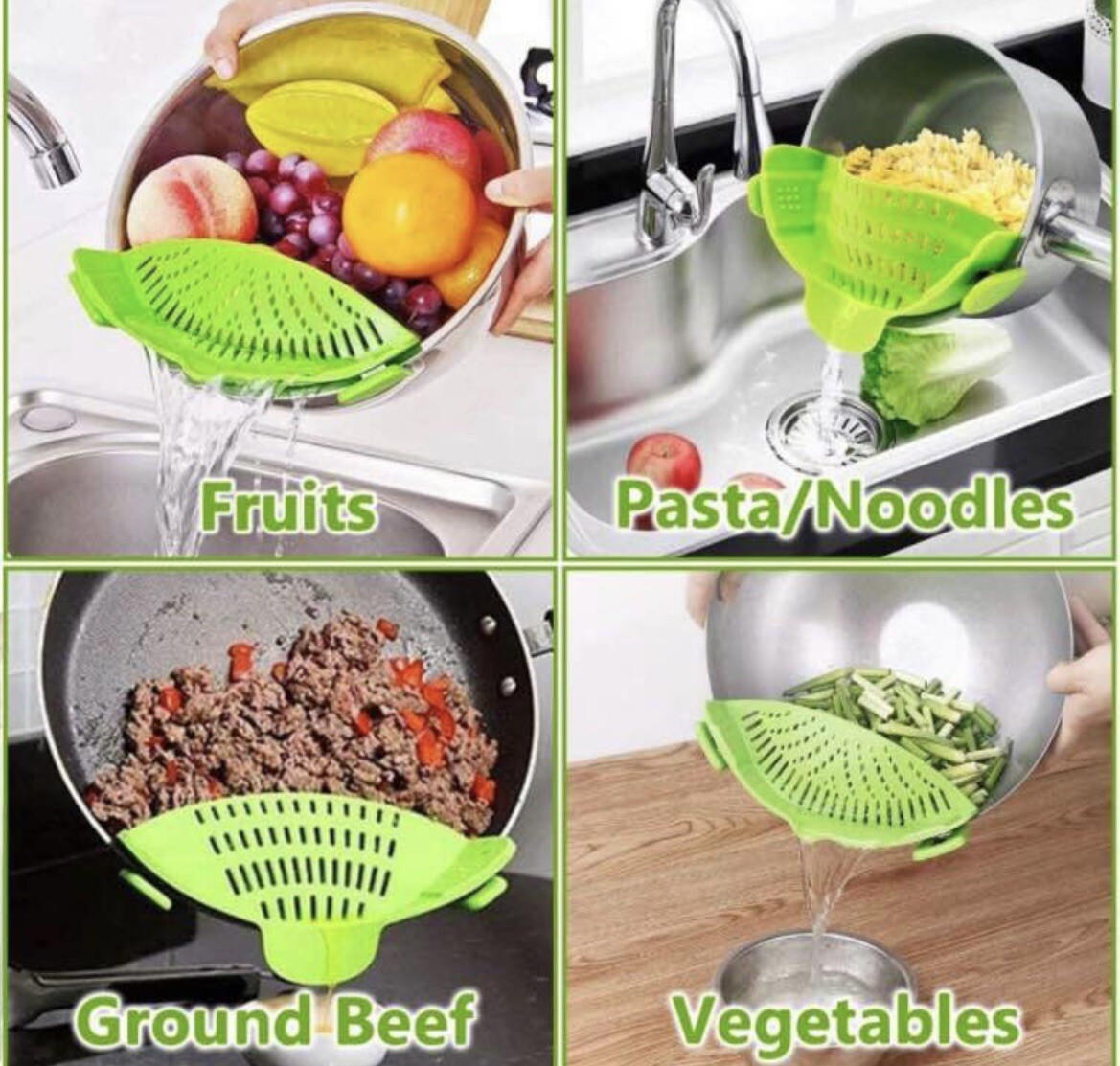 Kitchen Snap Silicone Food Strainer Clip on Colander Heat Resistant Adjustable gallery